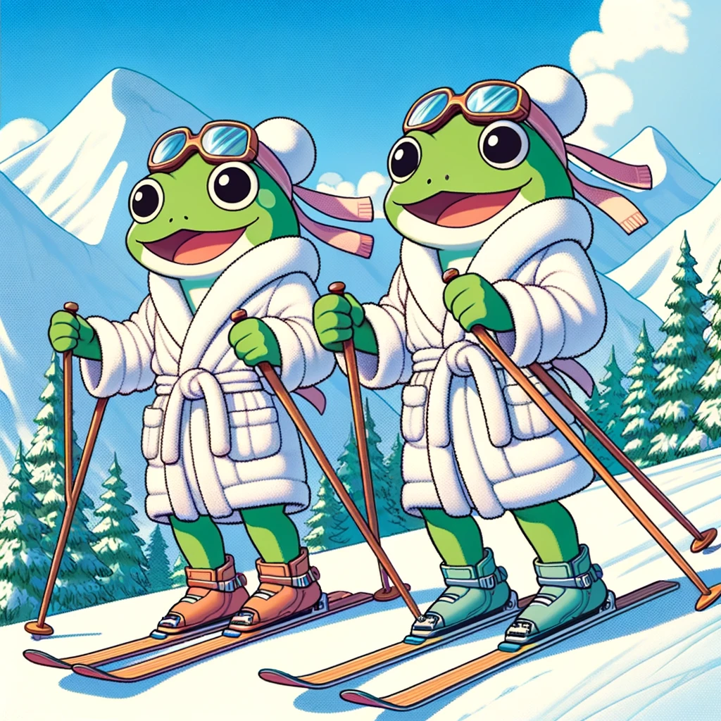 Grobie skiing with his friends